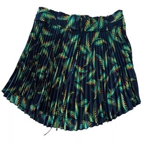 A.L.C. Black and Green Mini Skater Skirt with Pleats for Cocktail